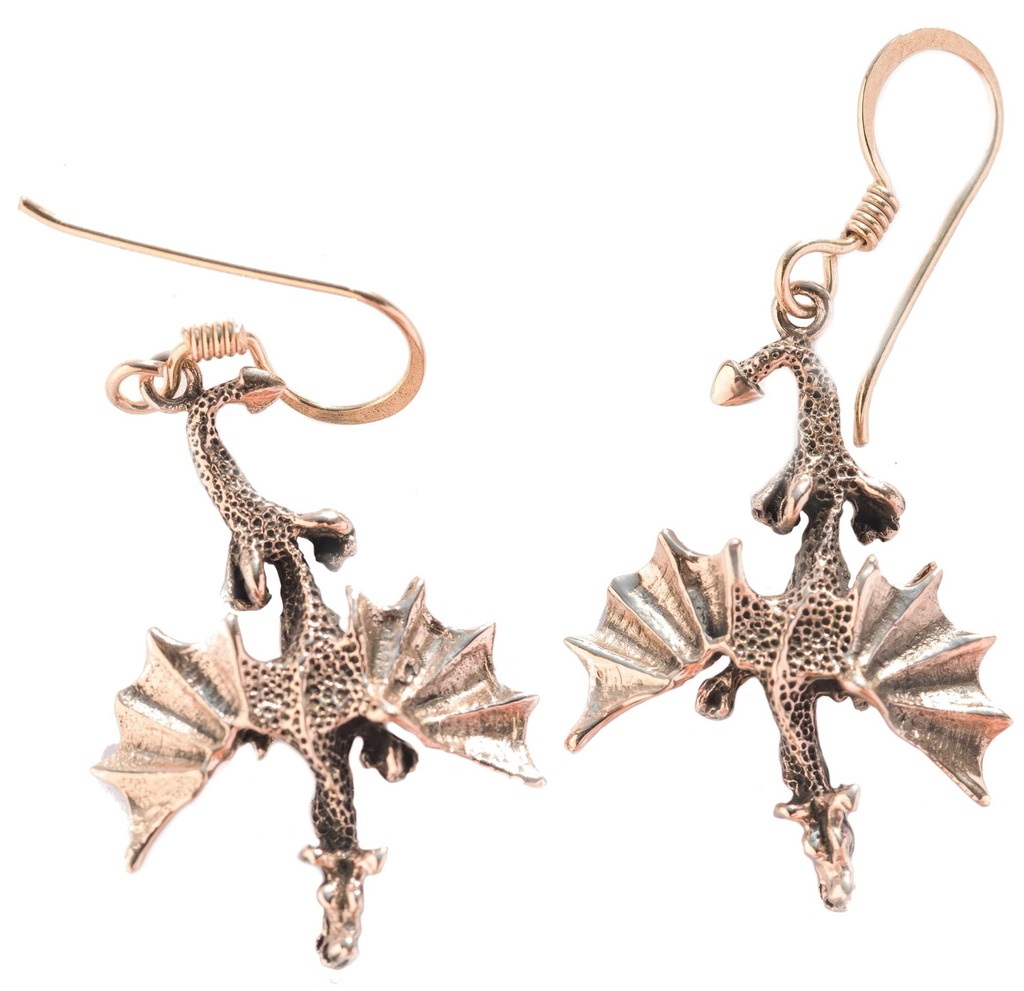 FIRE DRAGONS Ohrringe aus Bronze – Drachen Ohrhänger 2,5 cm für Mittelalter Fans
