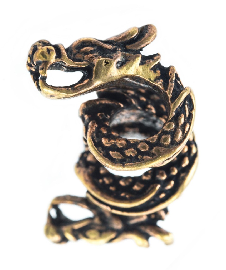 [apb14] Drache mit zwei Köpfen, Bronze Bartperle Lockenperle - Accessoire für Historische Gewandungen, Reenactment und Liverollenspiel