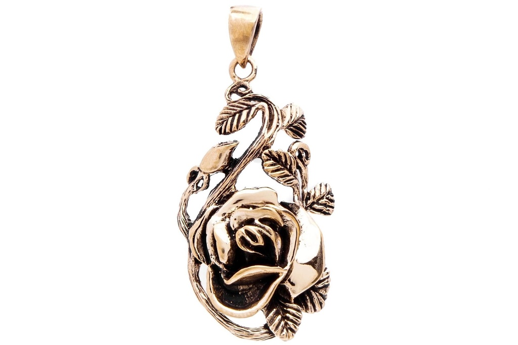 [amb196] Amulett, Anhänger 'Isara rose' aus Bronze - Mittelalter, Larp, Fantasy Schmuck