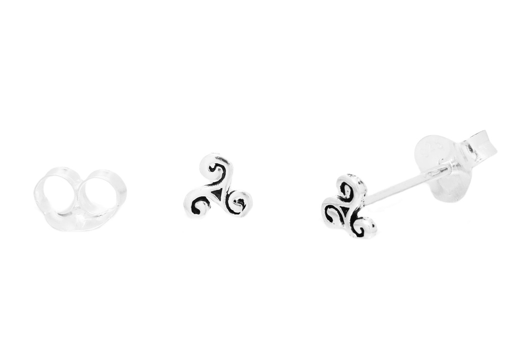 [ost77] Ohrstecker 'Kleines Keltisches Triskel' Sterling Silber 925 - Schmuck für Mittelalter, Reenactment und Larp