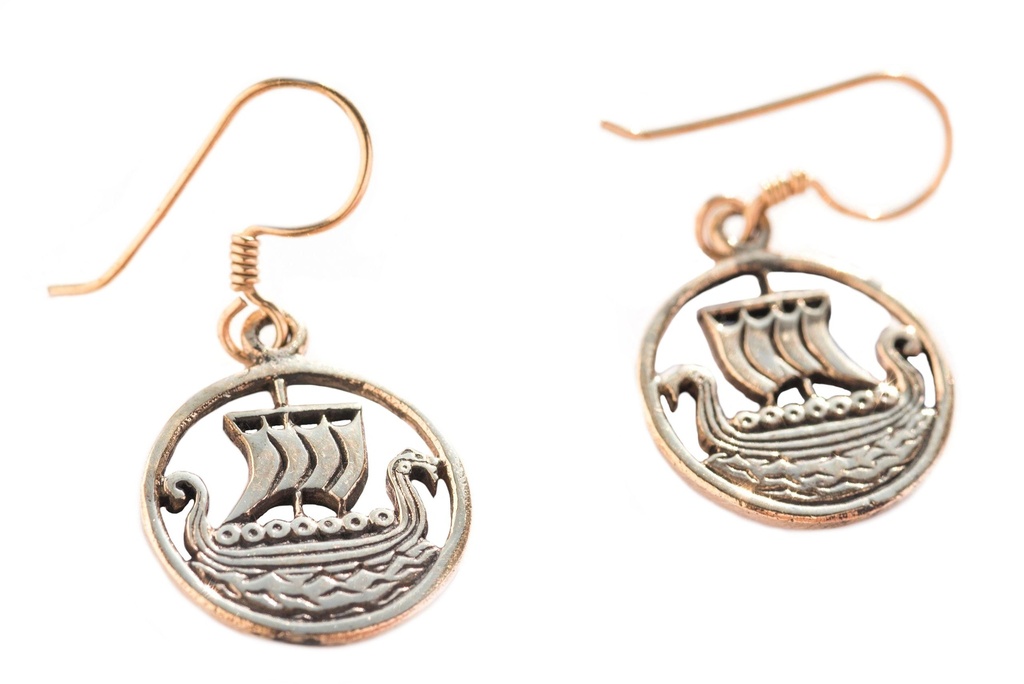 [ohb560] Ohrhänger Svold Drachenboote aus Bronze – Wikinger Schiffsohrringe 4,8 cm