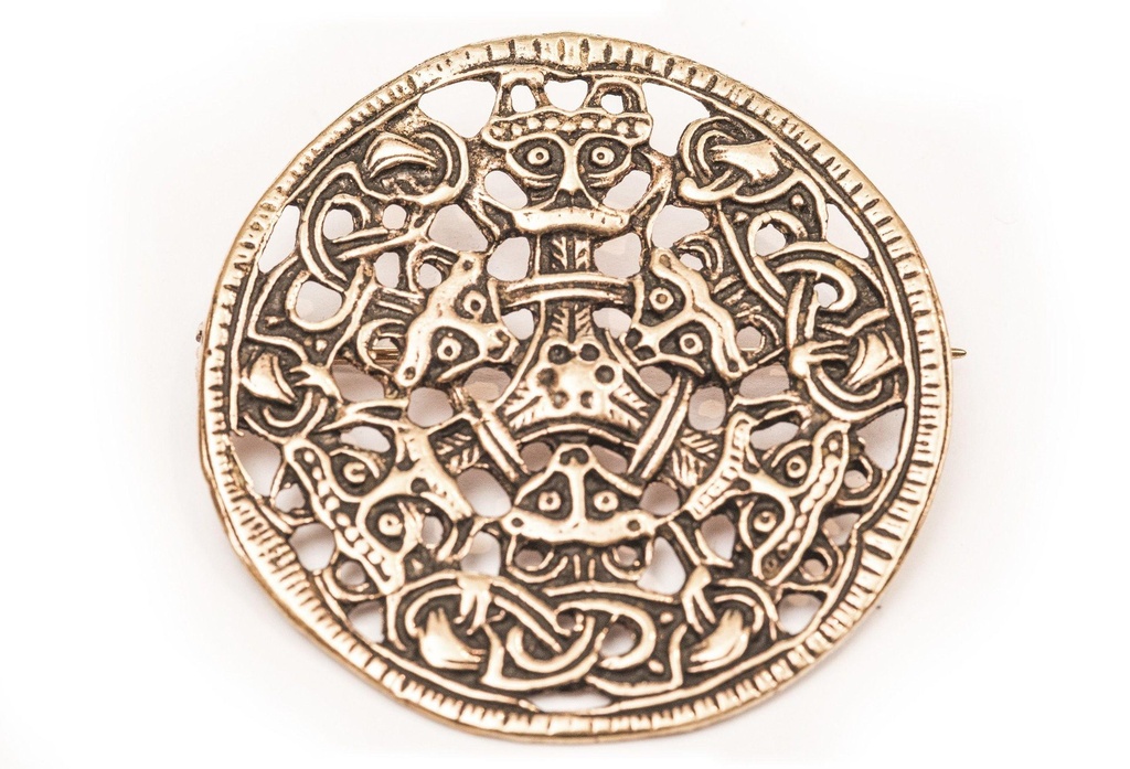 [fb29] Fibel Brosche 'Hagal Wikinger' aus Bronze - Mittelalter, Larp, Fantasy Schmuck