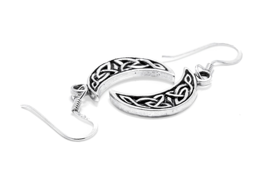 [oh113] Ohrhänger 'Keltischer Mond' Silber 925 -  Schmuck für Mittelalter, Reenactment und Larp
