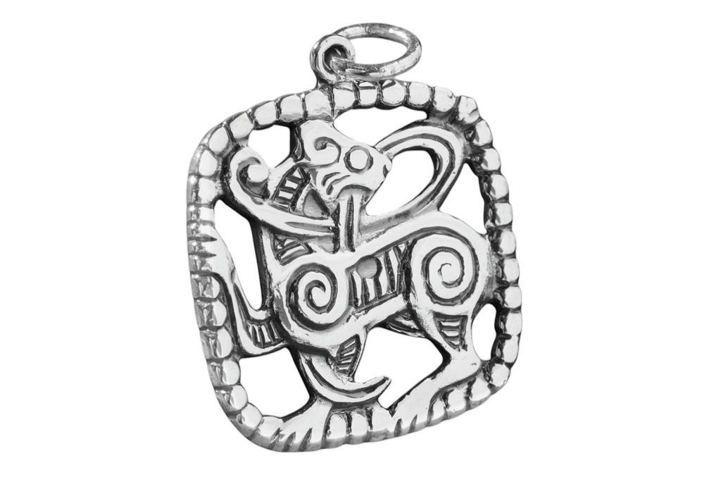 [av3] Anhänger CUCHULLAIN Fenriswolf aus Silber – Wikinger Amulett 3,6 cm