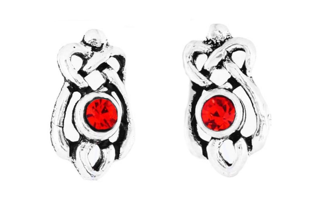 [ost82-3] Ohrstecker Manja mit rotem Granat aus Silber 925 – Keltischer Ohrschmuck 8 mm