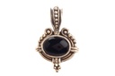 Römischer Anhänger NOX aus Bronze mit schwarzem Stein – Antiker Schmuck 3,1 cm