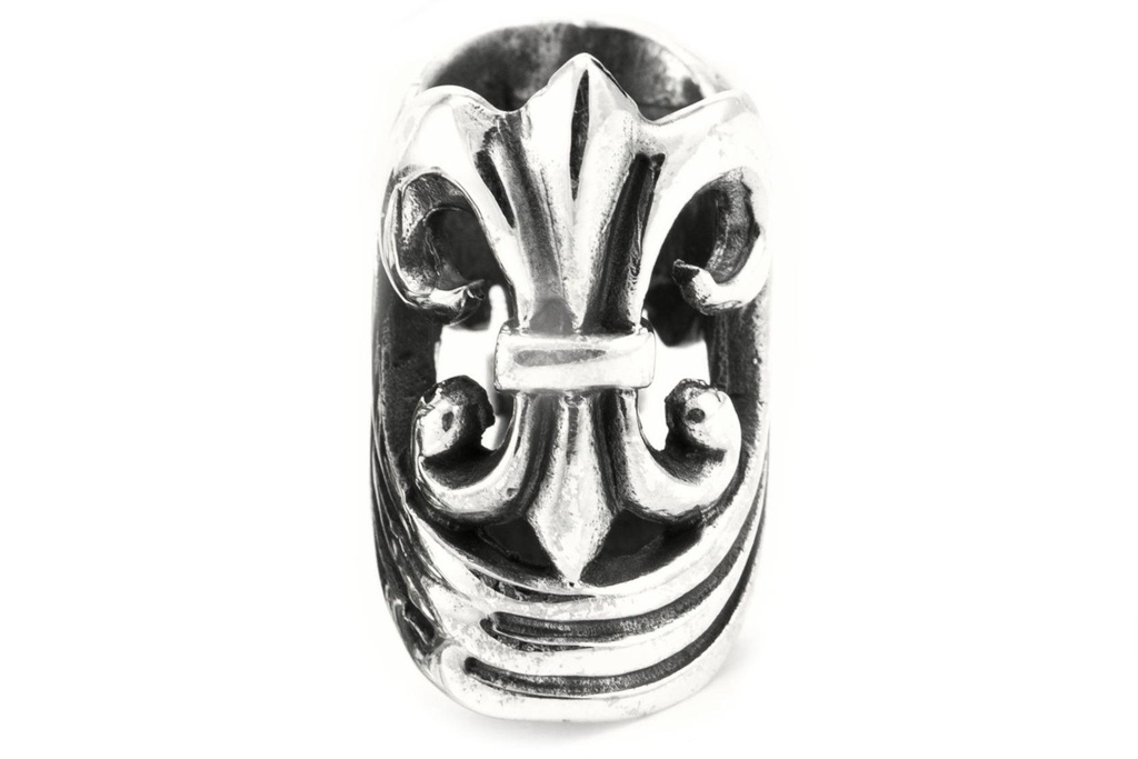 [ap66] Große Mittelalter Bartperle DURON aus 925 Silber – 17 mm Fleur-de-Lis Haarperle für Dreads & Bärte