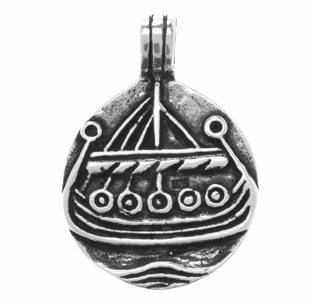 [Av5-2] Wikinger Anhänger 'Haithabu - Wikingerschiff' aus Silber 925 - Mittelalter, Larp, Reenactment Schmuck