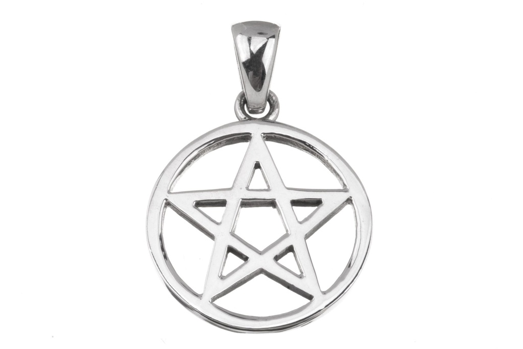 [am116] Amulett, Anhänger 'Silbernes Pentagramm' aus Silber 925 - Mittelalter, Larp, Fantasy Schmuck