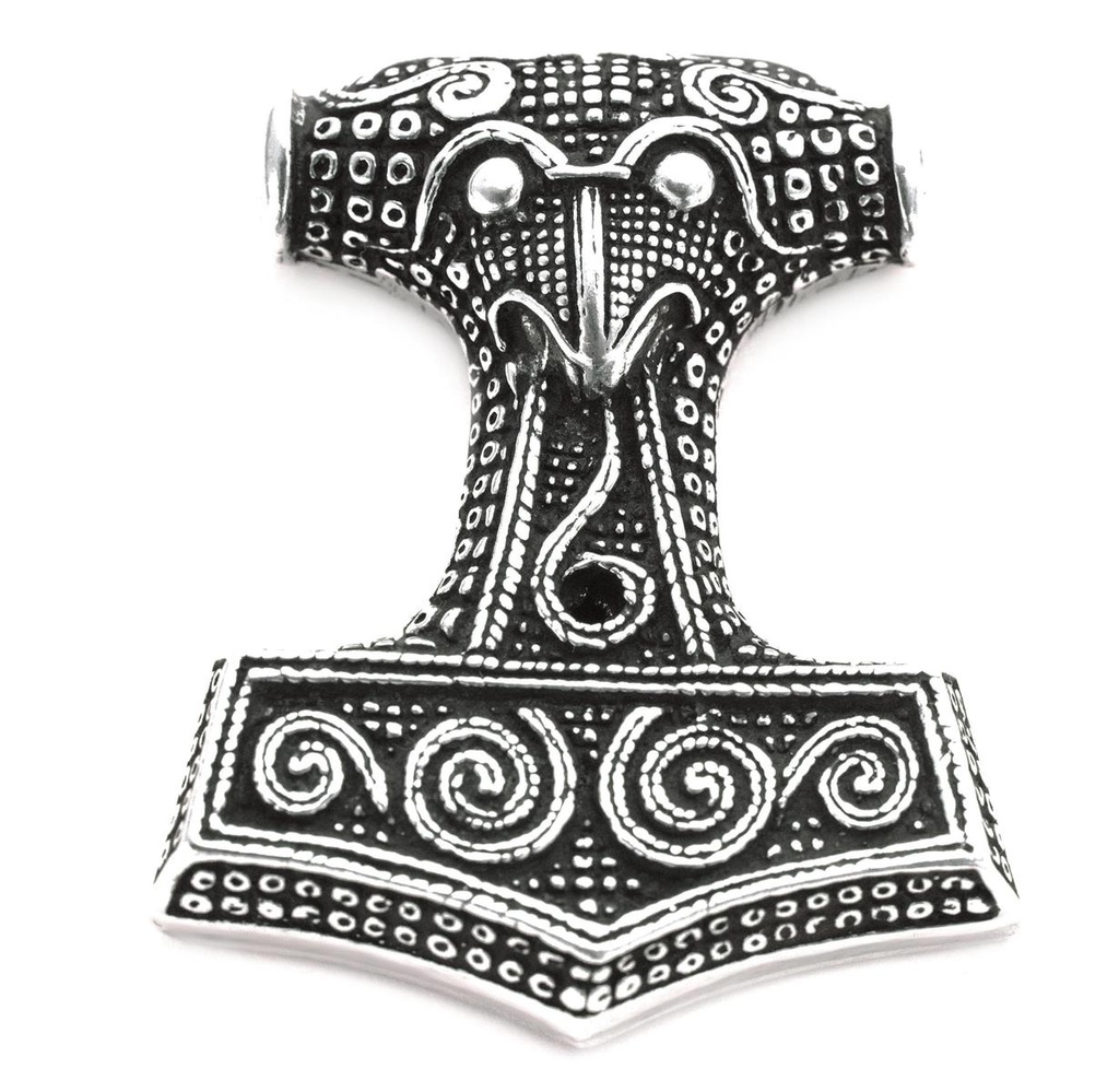 [at43] Großer Thorshammer Anhänger Thortal aus Silber – Wikinger Mjölnir Amulett 4,2 cm