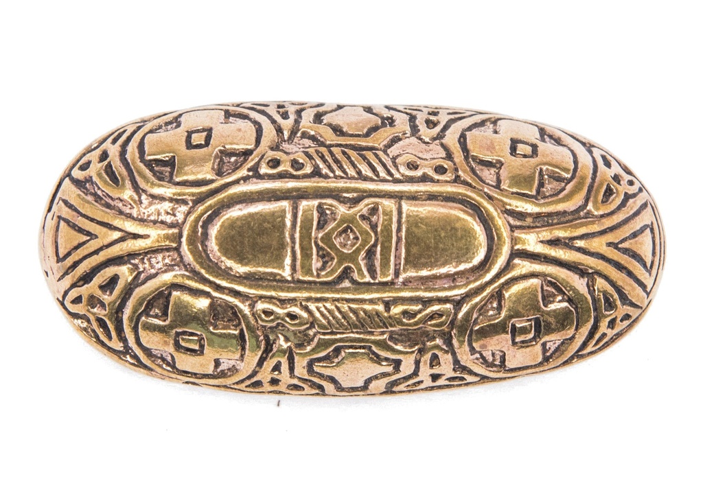 [fb97] Wikinger Fibel Brosche "Aegir" aus Bronze – Große Schildkrötenfibel mit Ösen 7,3 cm