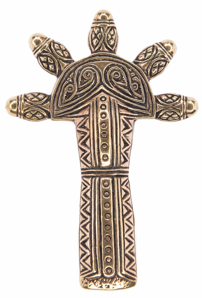 [fb98] Fibel Brosche 'Große Ärmchen Fibel - Ansgar' aus Bronze - Mittelalter, Larp, Fantasy Schmuck