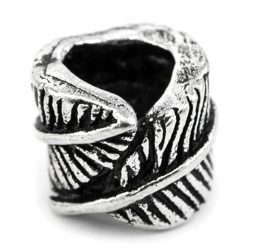 [ap64] Haarperle Bartperle Fjöder Engelsfeder Silber