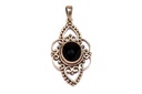 Bronze Anhänger ARKONA mit Onyx – Mittelalter Amulett schwarzer Stein 4 cm 
