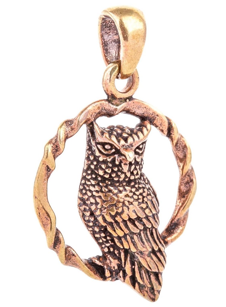 [amb547] Amulett Anhänger "Namida – Uhu" aus Bronze – Symbol der Weisheit & Magie 3,7 cm