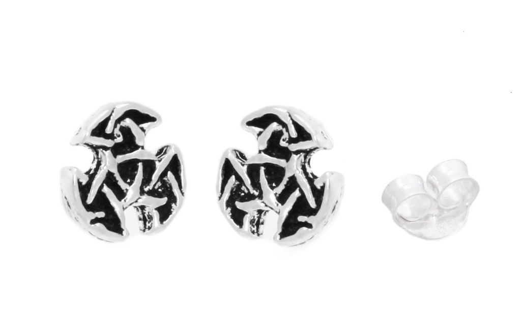 [ost68] Keltische Ohrstecker Arwain aus Silber – Offener Dreifalt-Knoten 4 mm