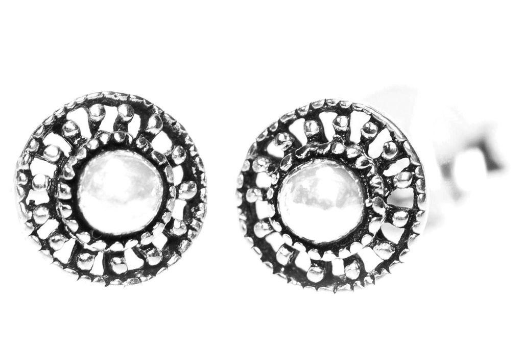 [ost131] Ohrstecker Skara Wikinger Sonnenrad aus 925 Silber – Nordischer Mini-Ohrschmuck 5 mm