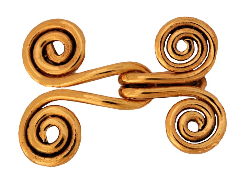 [fb79] Gewandschließe FINJA aus Bronze 3,4 cm – Keltische Fibel mit Spirale des Lebens