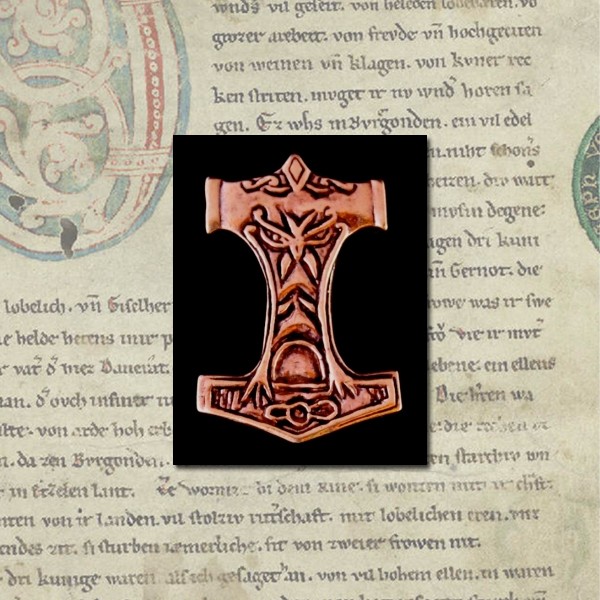 [atb38] Thorshammer Mjölnir Anhänger 'Donark' aus Bronze - Mittelalter, Larp, Reenactment Schmuck