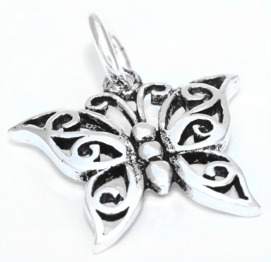 [WK2015-am204] Amulett, Anhänger 'Aponi - Kleiner Schmetterling' aus Silber 925 - Mittelalter, Larp, Fantasy Schmuck
