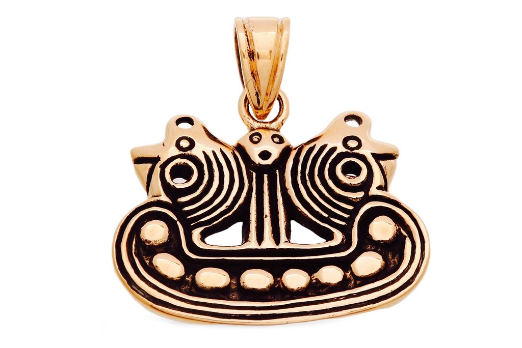 Wikinger Anhänger 'Odin mit Raben' aus Bronze - Mittelalter, Larp, Reenactment Schmuck