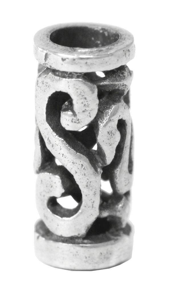 [ap15] Keltische Bart- & Haarperle "Spiralis" aus Silber 925 – Zopfperle mit Spiralmuster 9 mm