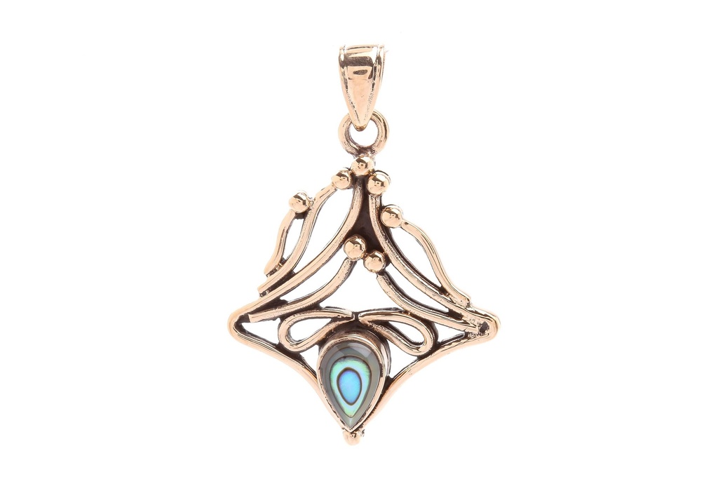 Schmuck-Amulett ELFENFEUER 4 cm – Abalone-Muschel Anhänger aus Bronze für Glück & Lebensenergie