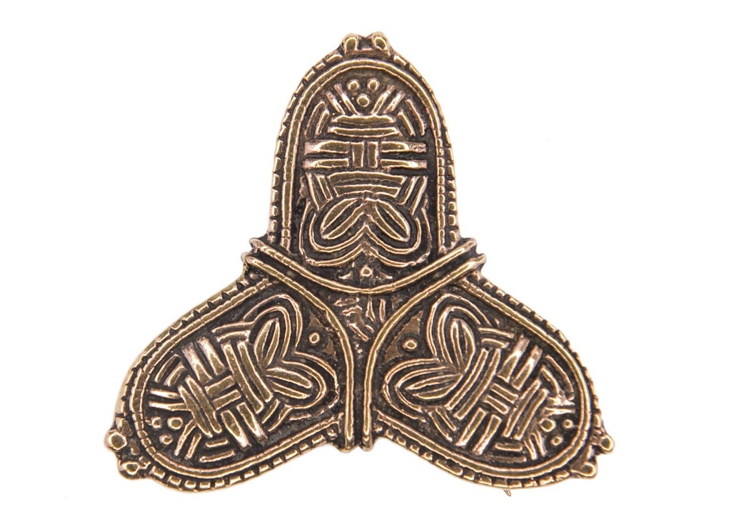 Wikinger Fibel Brosche "Wikinger Kleeblatt" aus Bronze – Große Borre-Fibel mit Ösen 6 cm