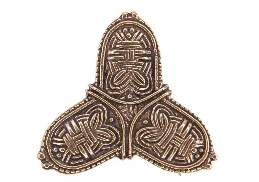 Wikinger Fibel Brosche "Wikinger Kleeblatt" aus Bronze – Große Borre-Fibel mit Ösen 6 cm