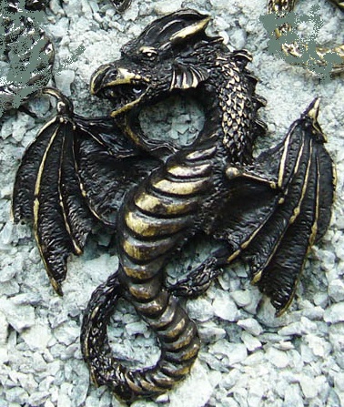 [N-101-21] Zierniete nordischer Drache, altmessingfarben