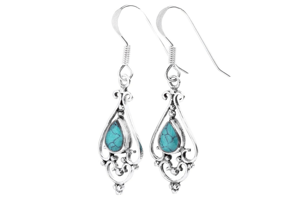 [oh123-2] Ohrhänger 'Venica Türkis' Silber 925 -  Schmuck für Mittelalter, Reenactment und Larp