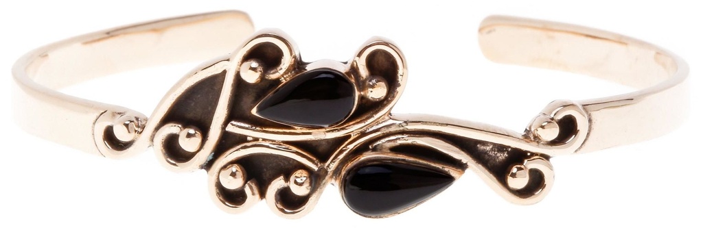 [armb43] Bronze Armreif Spiralen mit Onyx - Bronze- und Silberschmuck für Reenactment, LARP und Fantasie