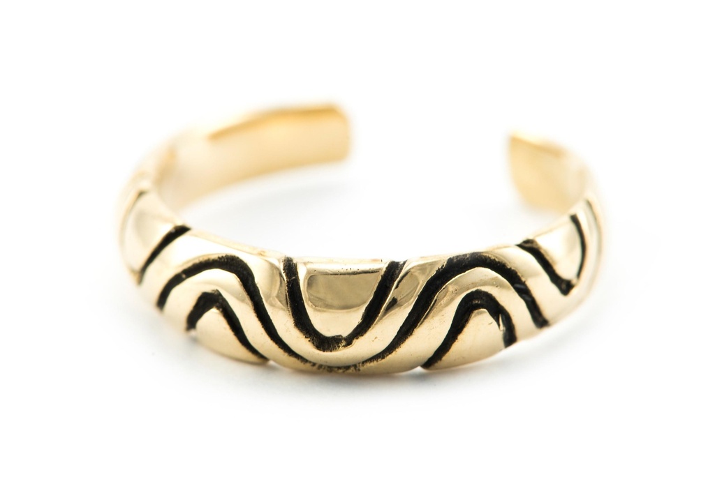 [zrb7] Zehenring Wellen Bronze - Schmuck Accessoire für Historische Gewandungen, Reenactment und Liverollenspiel