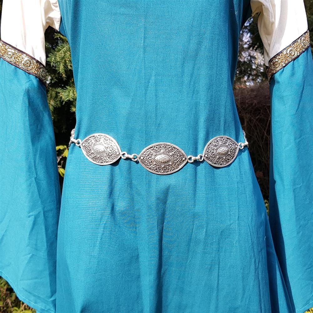 [C-5353-1] Kettengürtel Rina silberfarben Gliedergürtel Accessoire für Larp, Mittelalter und Alltag