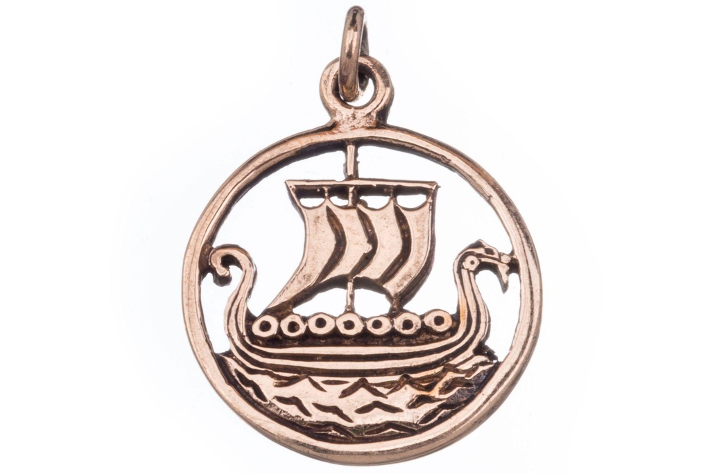 [avb525-2] Wikinger Anhänger 'Svold - Drachenschiff' aus Bronze - Mittelalter, Larp, Reenactment Schmuck