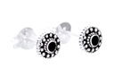 Ohrstecker 'Wikinger Sonnenrad mit Onyx' Sterling Silber 925 - Schmuck für Mittelalter, Reenactment und Larp
