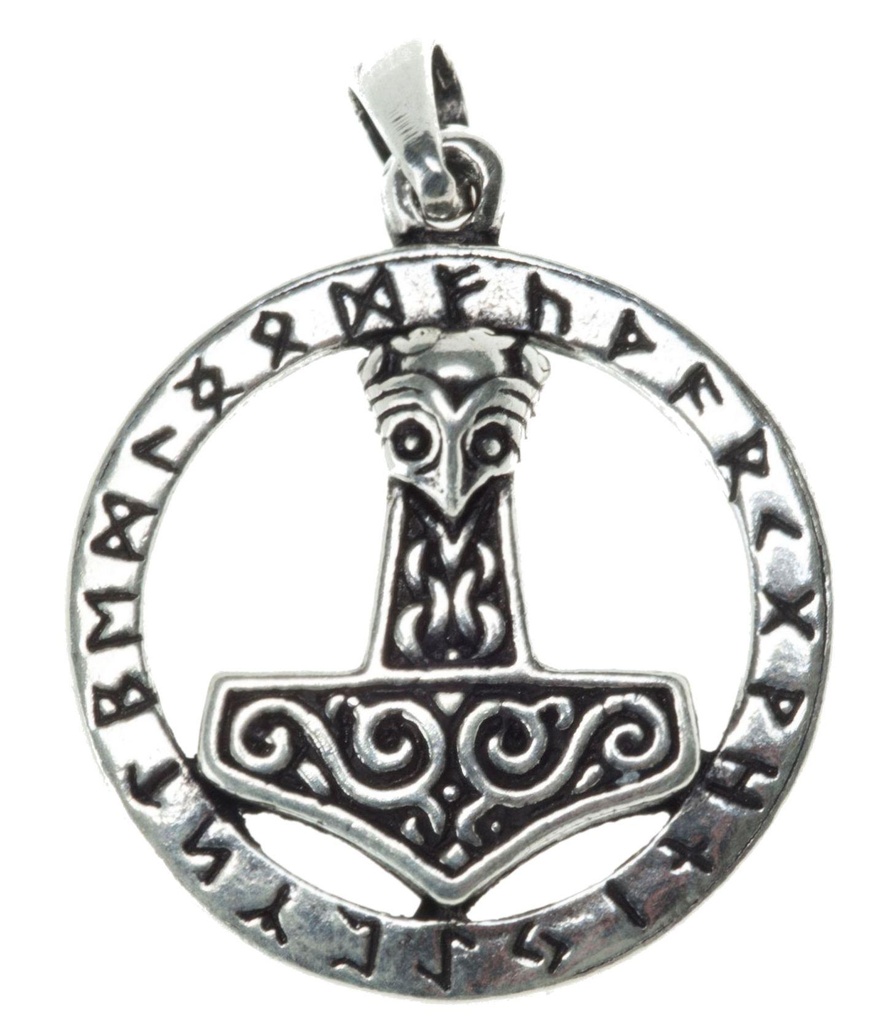 [at49] Thorshammer Mjölnir Anhänger 'Mjölnar - Runenhammer' aus Silber 925 - Mittelalter, Larp, Reenactment Schmuck