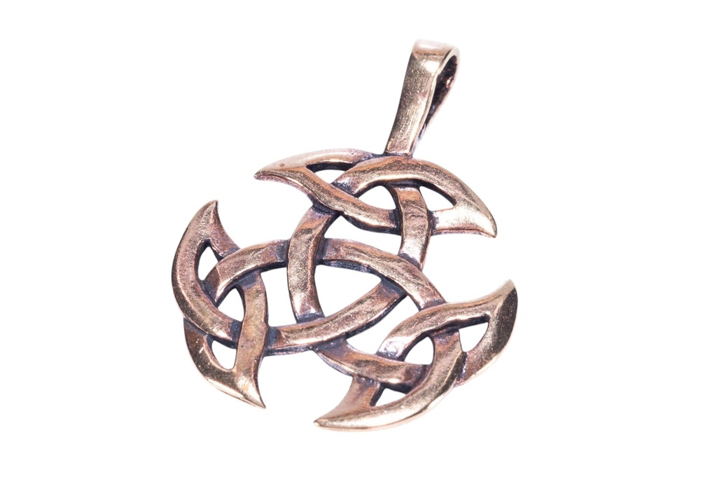 [acb5] Keltisches Amulett, Anhänger 'Offene Dreifalt' aus Bronze- Mittelalter, Larp, Reenactment Schmuck