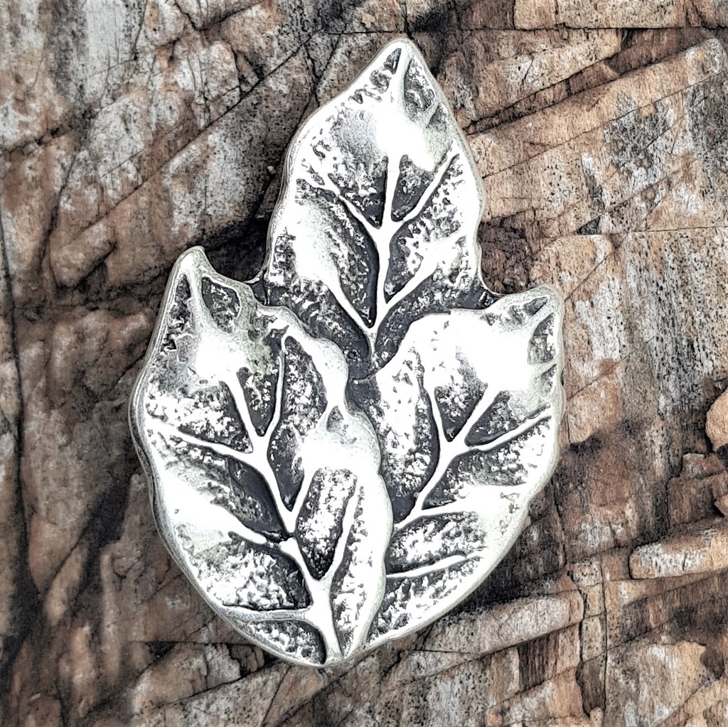 [N-340-1] Lorbeer-Beschlag silberfarben – Zierbeschlag aus ZAMAK für Tracht, LARP & Mittelaltergewandung