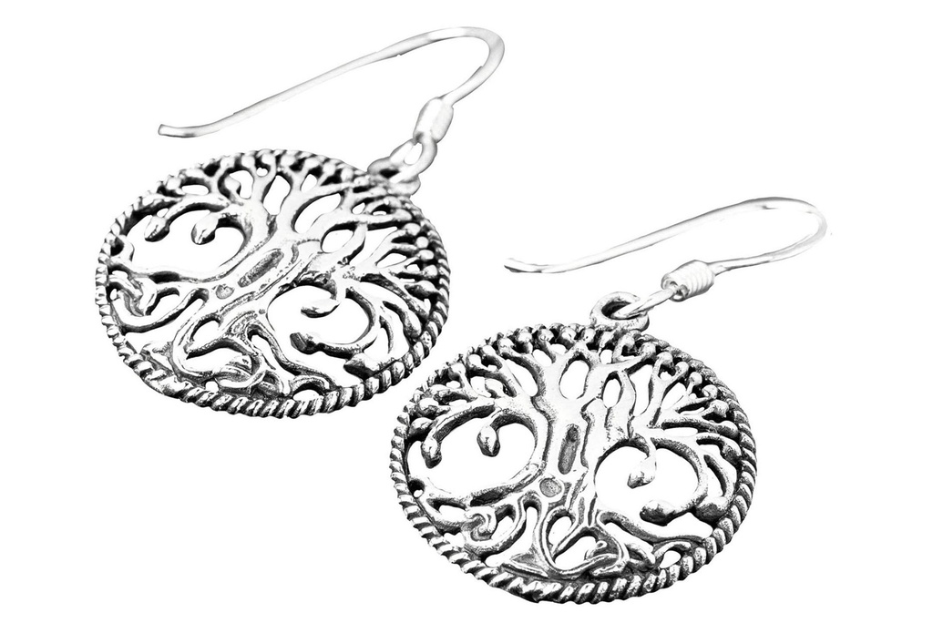 [oh137] Keltisch-nordische Ohrhänger Áine aus Silber – Lebensbaum Yggdrasil 2 cm