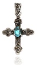 Mittelalter Kreuz, Anhänger 'Lára Topaz Kristall' aus Silber 925 - Mittelalter, Larp, Reenactment Schmuck