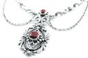 Mittelalter Collier „Aris“ aus 925er Silber mit Granatsteinen – Gothic-Schmuck 45 cm