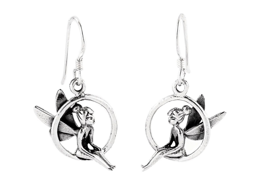 [oh48] Ohrhänger SILINA aus 925er Silber 2 cm – Kleine Elfen im Reifen Ohrschmuck