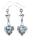 Ohrhänger 'Danu Celtic Topaz Kristall' Silber 925 -  Schmuck für Mittelalter, Reenactment und Larp