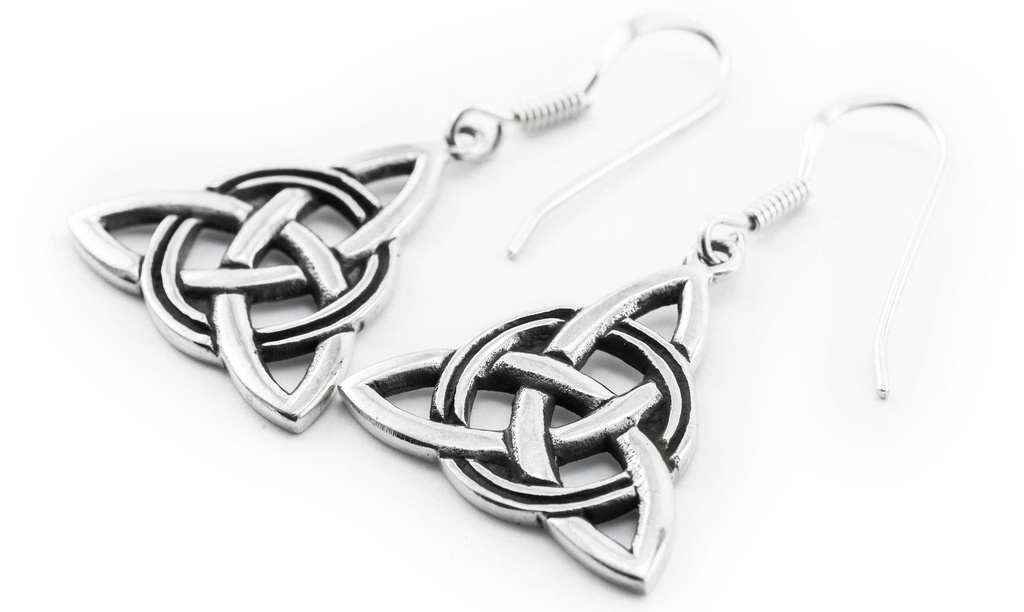 [oh97] Ohrhänger TIANA aus 925er Silber 3,6 cm – Keltische Dreieinigkeit Triquetra Ohrringe