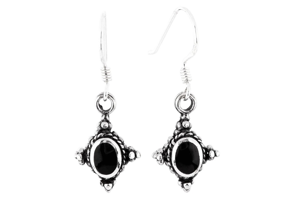 [Oh45-2] Ohrhänger 'Onyxanhänger' Silber 925 -  Schmuck für Mittelalter, Reenactment und Larp