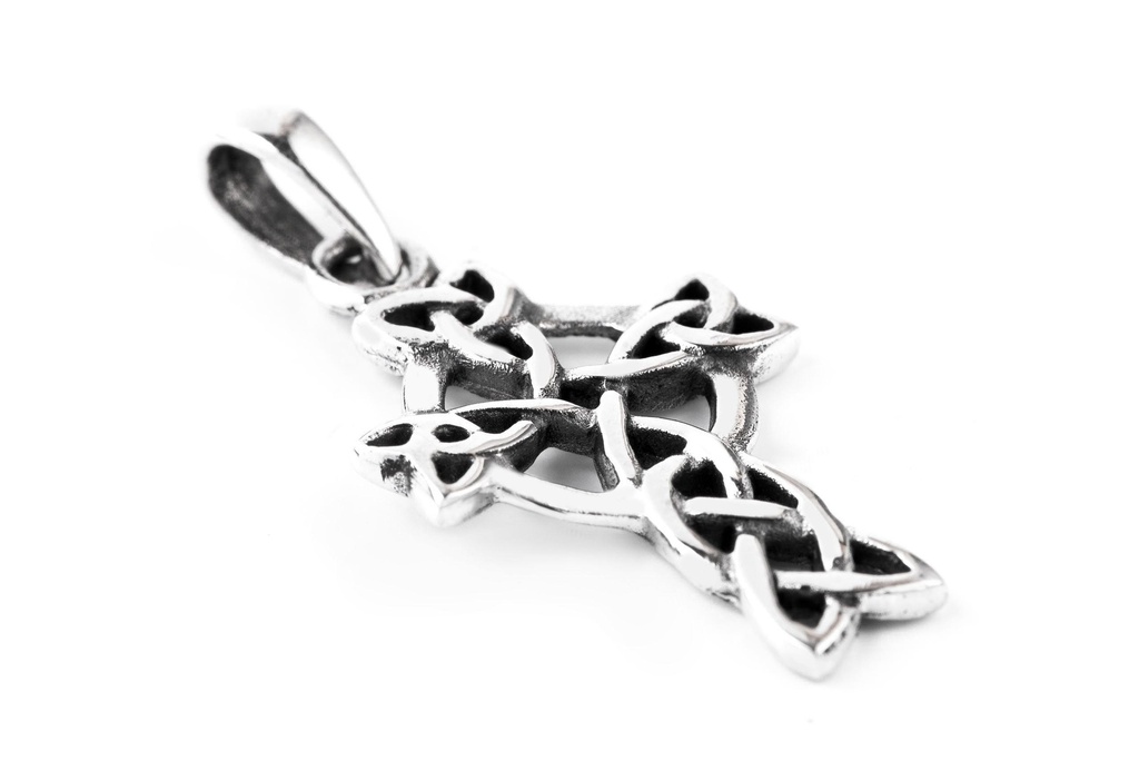 [ak52] Keltisches Amulett, Anhänger 'Cailín - Kleines Keltenkreuz' aus Silber 925- Mittelalter, Larp, Reenactment Schmuck
