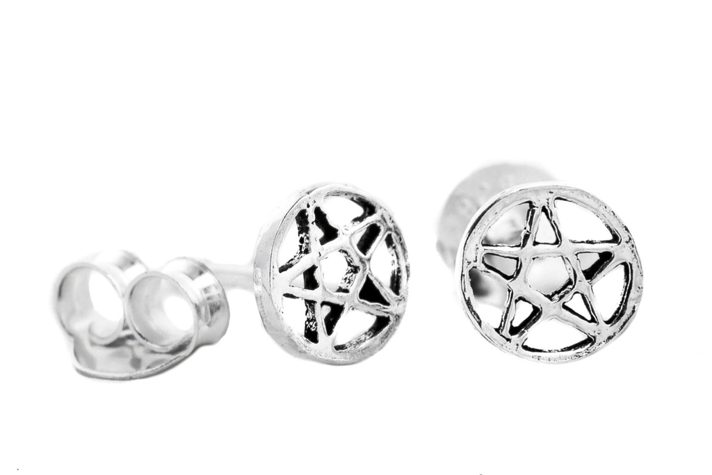 [ost46] Ohrstecker 'Pentari Pentagramm' Sterling Silber 925 - Schmuck für Mittelalter, Reenactment und Larp