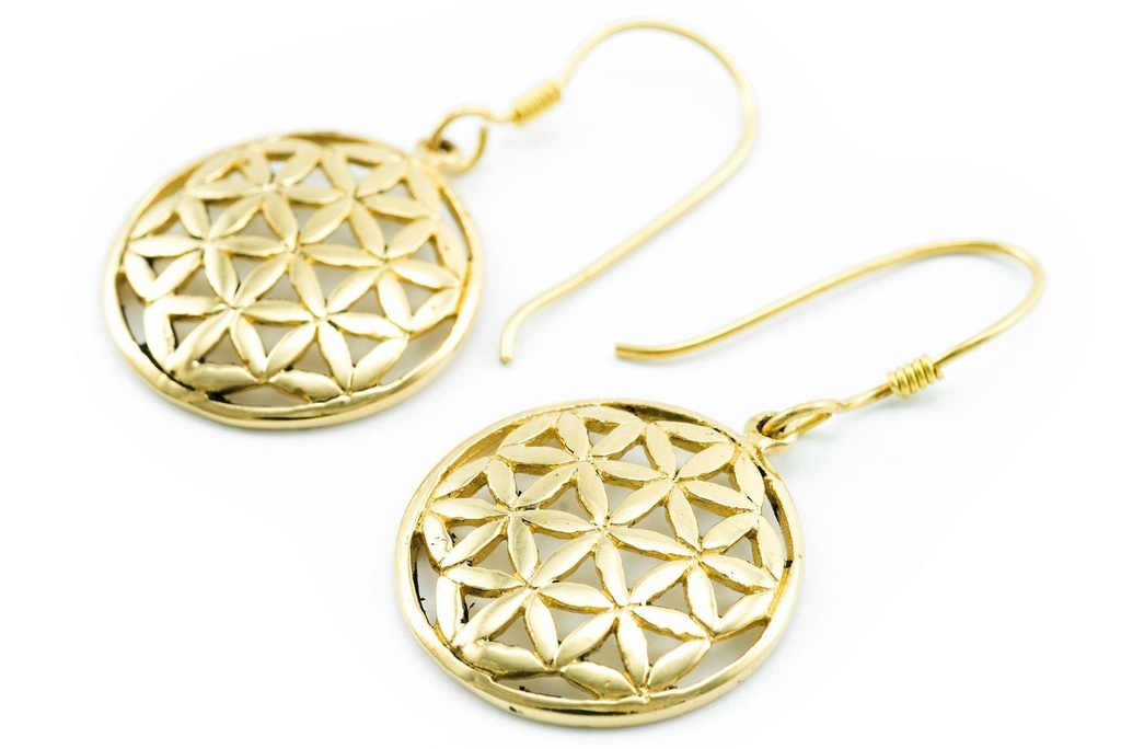 [ohb136] Ohrhänger 'Thora Blume des Lebens' Bronze Schmuck für Mittelalter, Reenactment und Larp