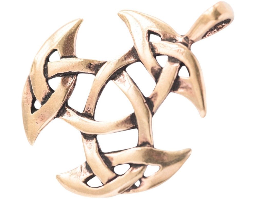 [acb4] Keltisches Amulett, Anhänger 'Offene Dreifalt – Groß' aus Bronze- Mittelalter, Larp, Reenactment Schmuck